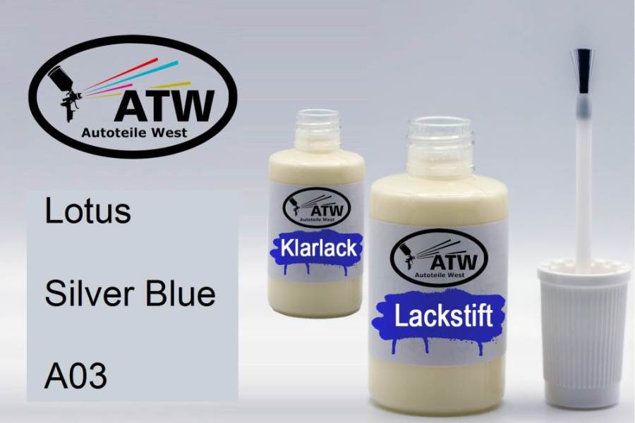 Lotus, Silver Blue, A03: 20ml Lackstift + 20ml Klarlack - Set, von ATW Autoteile West.